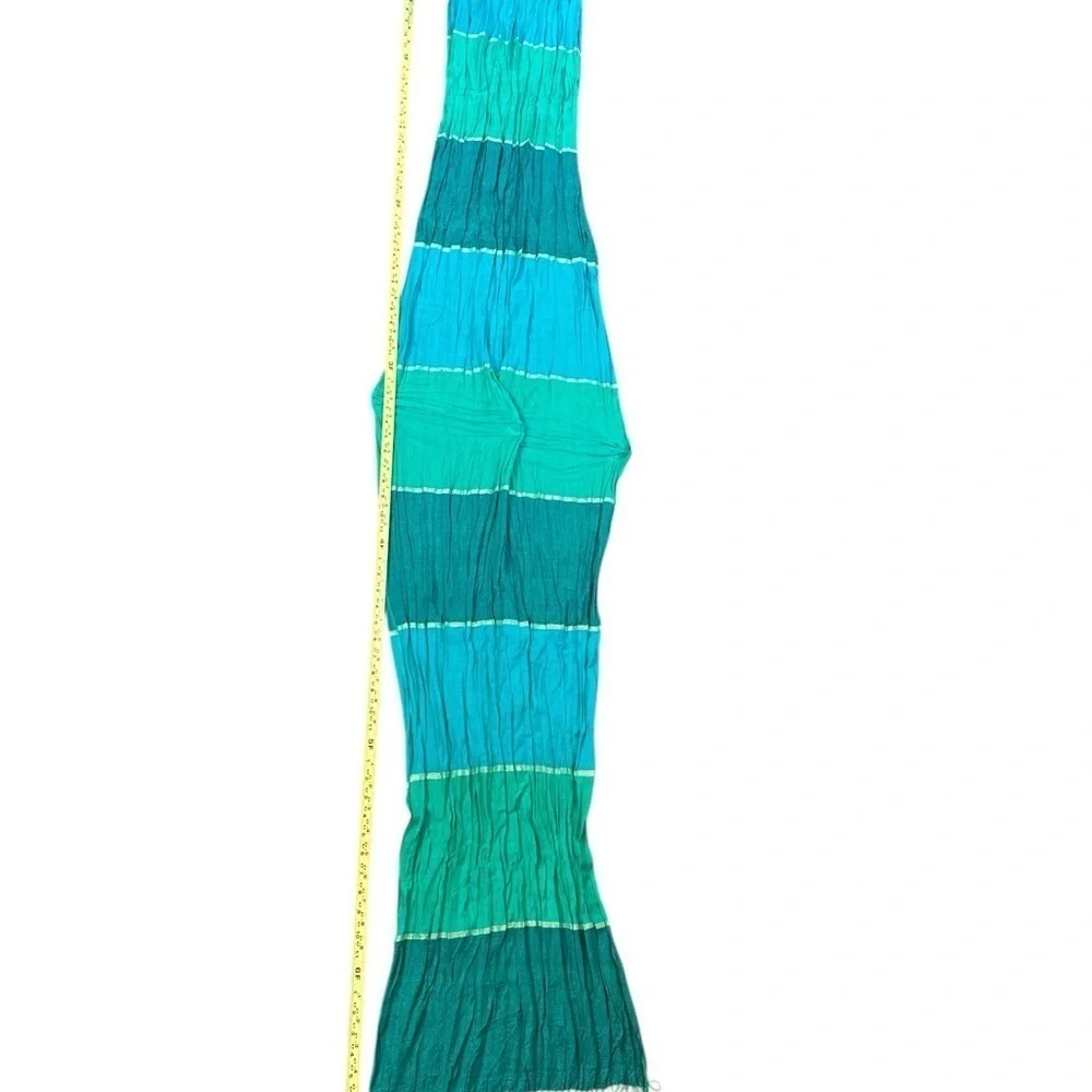 Anne Klein Teal Turquoise Lightweight Scarf with Metallic Accent Fringe